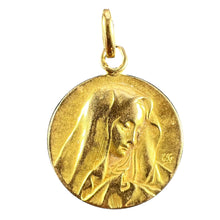 Load image into Gallery viewer, French Religious Virgin Mary 18K Yellow Gold Medal Pendant