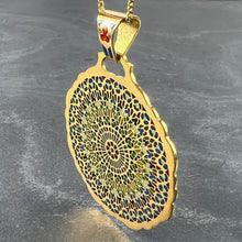 Load image into Gallery viewer, Notre Dame Paris Rose Window Plique A Jour Enamel 18K Yellow Gold Pendant Medal