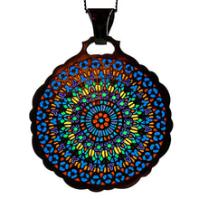 Load image into Gallery viewer, Notre Dame Paris Rose Window Plique A Jour Enamel 18K Yellow Gold Pendant Medal