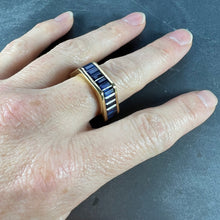 Load image into Gallery viewer, Hexagonal 6 Carat Blue Sapphire 18K Yellow Gold Eternity Ring