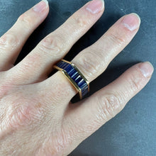 Load image into Gallery viewer, Hexagonal 6 Carat Blue Sapphire 18K Yellow Gold Eternity Ring