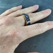 Load image into Gallery viewer, Hexagonal 6 Carat Blue Sapphire 18K Yellow Gold Eternity Ring