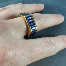 Load image into Gallery viewer, Hexagonal 6 Carat Blue Sapphire 18K Yellow Gold Eternity Ring