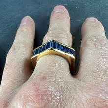 Load image into Gallery viewer, Hexagonal 6 Carat Blue Sapphire 18K Yellow Gold Eternity Ring