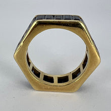 Load image into Gallery viewer, Hexagonal 6 Carat Blue Sapphire 18K Yellow Gold Eternity Ring