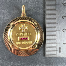 Load image into Gallery viewer, Large Augis French Plus Qu’Hier Ruby Diamond Halo 18K Yellow Gold Love Pendant