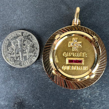 Load image into Gallery viewer, Large Augis French Plus Qu’Hier Ruby Diamond Halo 18K Yellow Gold Love Pendant