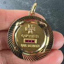 Load image into Gallery viewer, Large Augis French Plus Qu’Hier Ruby Diamond Halo 18K Yellow Gold Love Pendant