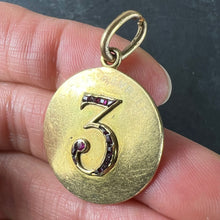 Load image into Gallery viewer, Lucky 'Number 3' Baguette Cut Ruby 18K Yellow Gold Good Luck Charm Pendant