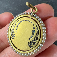 Load image into Gallery viewer, Antique French Virgin Mary 18K Yellow Gold Plique-a-Jour Enamel Pearl Pendant Medal