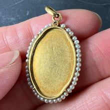Load image into Gallery viewer, Antique French Sellier Virgin Mary 18K Yellow Gold Seed Pearl Medal Pendant