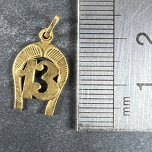Load image into Gallery viewer, Vintage French Good Luck Horseshoe Number 13 18K Yellow Gold Lucky Charm Pendant