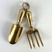 Load image into Gallery viewer, Gardening Tools Fork and Trowel 9 Karat Yellow Gold Charm Pendant