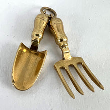 Load image into Gallery viewer, Gardening Tools Fork and Trowel 9 Karat Yellow Gold Charm Pendant