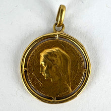 Load image into Gallery viewer, French Dropsy Virgin Mary Virgo Gloriosa 18K Yellow Gold Medal Pendant
