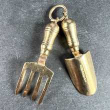 Load image into Gallery viewer, Gardening Tools Fork and Trowel 9 Karat Yellow Gold Charm Pendant