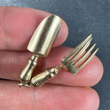 Load image into Gallery viewer, Gardening Tools Fork and Trowel 9 Karat Yellow Gold Charm Pendant