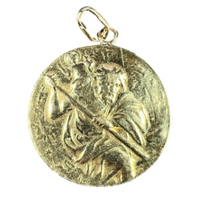 Load image into Gallery viewer, Large St Christopher 18K Yellow Gold Pendant Medal