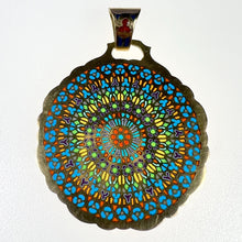 Load image into Gallery viewer, Notre Dame Paris Rose Window Plique A Jour Enamel 18K Yellow Gold Pendant Medal