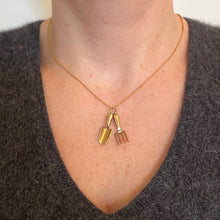 Load image into Gallery viewer, Gardening Tools Fork and Trowel 9 Karat Yellow Gold Charm Pendant