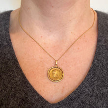 Load image into Gallery viewer, French Dropsy Virgin Mary Virgo Gloriosa 18K Yellow Gold Medal Pendant