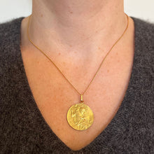 Load image into Gallery viewer, Large St Christopher 18K Yellow Gold Pendant Medal