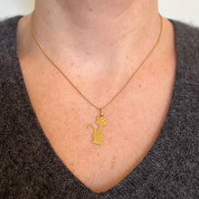 Load image into Gallery viewer, Reserved for Anne French 18K Yellow Gold Engraved Cat Charm Pendant