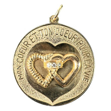 Load image into Gallery viewer, Merrin Marriage Two Hearts for Life 14K Yellow Gold Diamond Love Charm Pendant