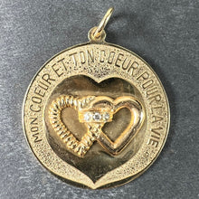 Load image into Gallery viewer, Merrin Marriage Two Hearts for Life 14K Yellow Gold Diamond Love Charm Pendant