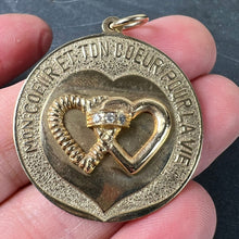 Load image into Gallery viewer, Merrin Marriage Two Hearts for Life 14K Yellow Gold Diamond Love Charm Pendant
