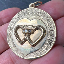 Load image into Gallery viewer, Merrin Marriage Two Hearts for Life 14K Yellow Gold Diamond Love Charm Pendant