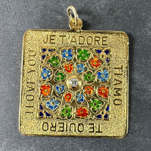 Load image into Gallery viewer, Merrin I Love You Diamond Enamel Flowers 18K Yellow Gold Love Charm Pendant