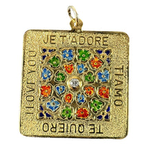 Load image into Gallery viewer, Merrin I Love You Diamond Enamel Flowers 18K Yellow Gold Love Charm Pendant