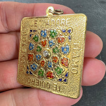 Load image into Gallery viewer, Merrin I Love You Diamond Enamel Flowers 18K Yellow Gold Love Charm Pendant