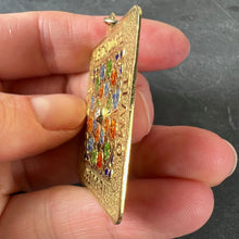 Load image into Gallery viewer, Merrin I Love You Diamond Enamel Flowers 18K Yellow Gold Love Charm Pendant