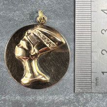 Load image into Gallery viewer, Large Italian Queen Nefertiti Bust 18K Yellow Gold Charm Pendant