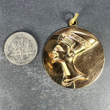 Load image into Gallery viewer, Large Italian Queen Nefertiti Bust 18K Yellow Gold Charm Pendant
