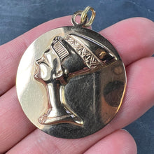 Load image into Gallery viewer, Large Italian Queen Nefertiti Bust 18K Yellow Gold Charm Pendant