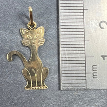 Load image into Gallery viewer, Reserved for Anne French 18K Yellow Gold Engraved Cat Charm Pendant