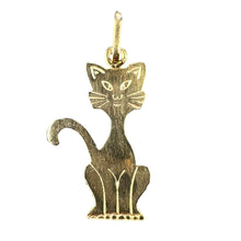 Load image into Gallery viewer, Reserved for Anne French 18K Yellow Gold Engraved Cat Charm Pendant
