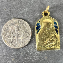 Load image into Gallery viewer, French Madonna and Child Plique A Jour Enamel 18K Yellow Gold Charm Pendant