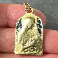 Load image into Gallery viewer, French Madonna and Child Plique A Jour Enamel 18K Yellow Gold Charm Pendant