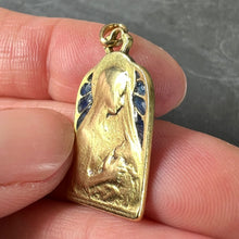 Load image into Gallery viewer, French Madonna and Child Plique A Jour Enamel 18K Yellow Gold Charm Pendant
