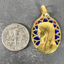 Load image into Gallery viewer, French Dropsy Virgin Mary Plique A Jour Enamel 18K Yellow Gold Pendant Medal