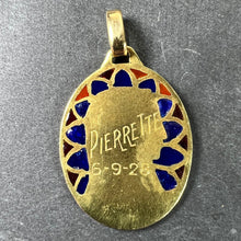 Load image into Gallery viewer, French Dropsy Virgin Mary Plique A Jour Enamel 18K Yellow Gold Pendant Medal