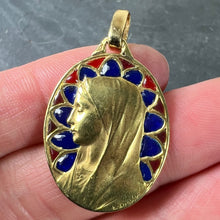 Load image into Gallery viewer, French Dropsy Virgin Mary Plique A Jour Enamel 18K Yellow Gold Pendant Medal