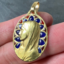 Load image into Gallery viewer, French Dropsy Virgin Mary Plique A Jour Enamel 18K Yellow Gold Pendant Medal