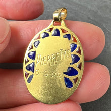 Load image into Gallery viewer, French Dropsy Virgin Mary Plique A Jour Enamel 18K Yellow Gold Pendant Medal