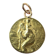 Load image into Gallery viewer, French OBC Saint Christopher Lightning Strike 18K Yellow Gold Pendant Medal