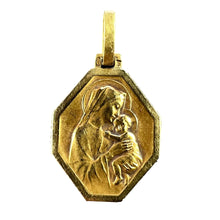 Load image into Gallery viewer, French Madonna and Child 18K Yellow Gold Medal Pendant